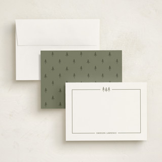 This is a ponderosa personalized stationery thank you cards with standard by Townsend Majors called three pines printing on signature in 5x7