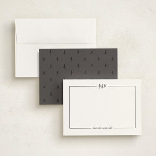 This is a tuxedo personalized stationery thank you cards with standard by Townsend Majors called three pines printing on signature in 5x7