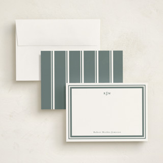 This is a vetiver personalized stationery thank you cards with standard by Tamara Hilje called elegant border printing on signature in 5x7