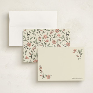 This is a coral personalized stationery thank you cards with standard by RachelYaej called elegant floral stationery printing on signature in 5x7