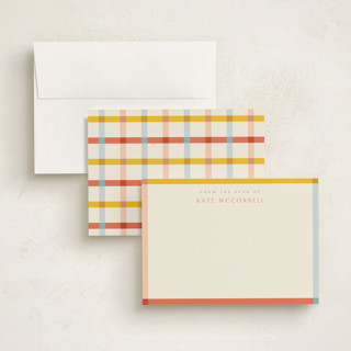 This is a coral personalized stationery thank you cards with standard by Ellen Schlegelmilch called edge printing on signature in 5x7