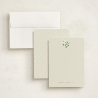 This is a mint personalized stationery thank you cards with standard by Elizabeth Bishop called friendliest flower printing on signature in 5x7