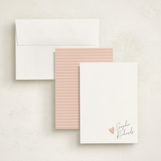 This is a blush personalized stationery thank you cards with standard by Adelyn T. called signed heart printing on signature in 5x7