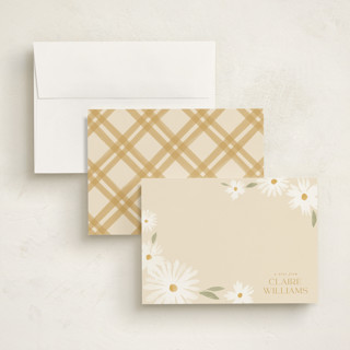 This is a buttercream personalized stationery thank you cards with standard by Robert and Stella called happy daisies printing on signature in 5x7