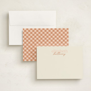 This is a salmon personalized stationery thank you cards with standard by Ellen Schlegelmilch called stacked names printing on signature in 5x7