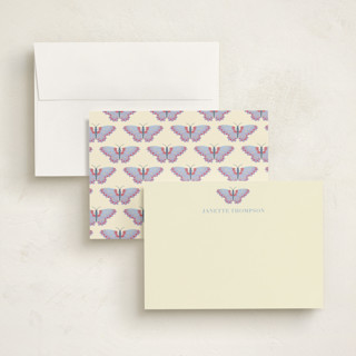 This is a periwinkle personalized stationery thank you cards with standard by IGGI called butterfly notecard printing on signature in 5x7