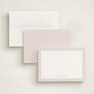 This is a lilac personalized stationery thank you cards with standard by Megan Cash called checks printing on signature in 5x7