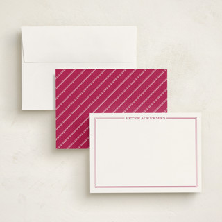 This is a fuchsia rose personalized stationery thank you cards with standard by The Social Type called the gentleman printing on signature in 5x7