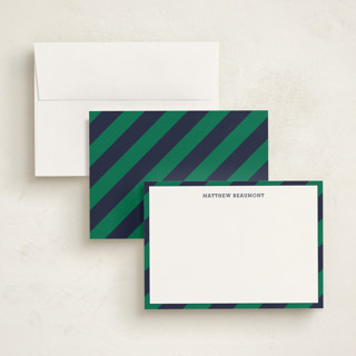 This is a emerald green personalized stationery thank you cards with standard by Seth Caskey called wide stripe nautical printing on signature in 5x7