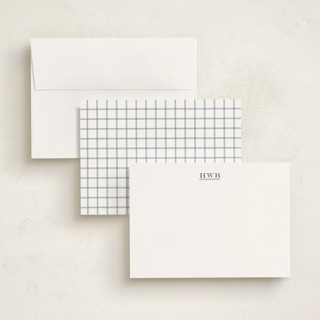 This is a cadet blue personalized stationery thank you cards with standard by Megan Davis called ascot printing on signature in 5x7