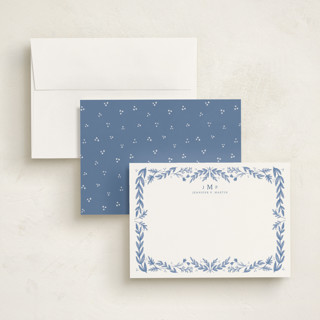 This is a delft personalized stationery thank you cards with standard by Heather Cairl called framed in floral printing on signature in 5x7