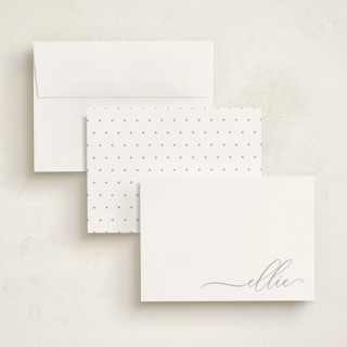 This is a pebble personalized stationery thank you cards with standard by Lori Wemple called pretty script printing on signature in 5x7