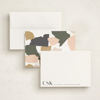 This is a noir personalized stationery thank you cards with standard by Angela Garrick called monogram corner printing on signature in 5x7