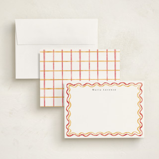 This is a candy corn personalized stationery thank you cards with standard by Cass Loh called watercolor wavy border printing on signature in 5x7
