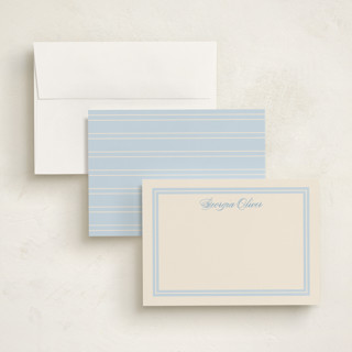 This is a powder blue personalized stationery thank you cards with standard by Carolyn MacLaren called classic start printing on signature in 5x7