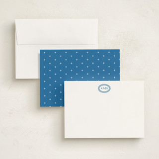 This is a cerulean personalized stationery thank you cards with standard by Olivia Raufman called ellipse monogram printing on signature in 5x7