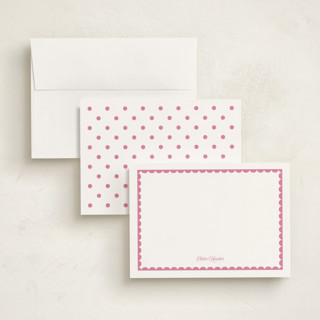This is a hibiscus personalized stationery thank you cards with standard by Alexandra Cohn called scalloped trim printing on signature in 5x7