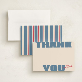 This is a denim personalized stationery thank you cards with standard by Claudia Orengo called retro bold printing on signature in 5x7