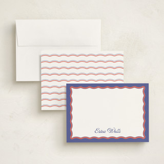 This is a ocean personalized stationery thank you cards with standard by Becky Nimoy called wavy two tone printing on signature in 5x7