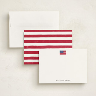 This is a parchment personalized stationery thank you cards with standard by Jennifer Lew called american flag printing on signature in 5x7