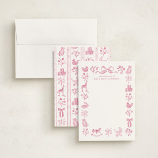 This is a peony personalized stationery thank you cards with standard by Sarah Knight called rosa printing on signature in 5x7