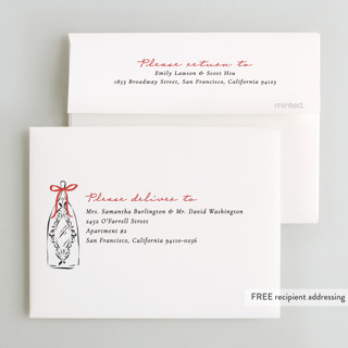 This is a ruby wedding thank you cards with foil pressed by Jackie Crawford called sparkling champagne tower printing on strathmore in standard