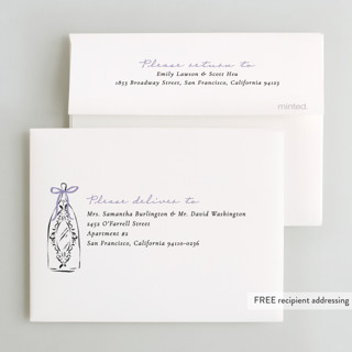 This is a lavender wedding thank you cards with foil pressed by Jackie Crawford called sparkling champagne tower printing on strathmore in standard