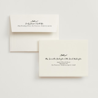 This is a snow wedding thank you cards with foil pressed by Alethea and Ruth called casual bows printing on strathmore in standard