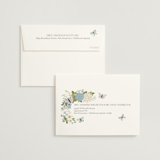 This is a periwinkle wedding thank you cards with foil pressed by Susan Moyal called garden love printing on strathmore in standard