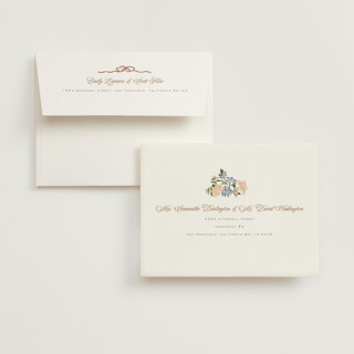 This is a neopolitan wedding thank you cards with foil pressed by Leah Bisch called oval wreath printing on strathmore in standard