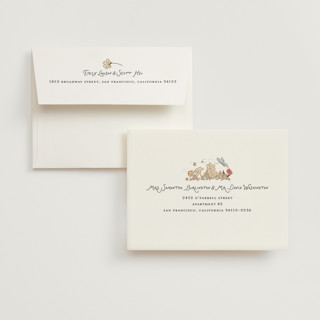 This is a sugar wedding thank you cards with foil pressed by Leah Bisch called flowers and ribbon printing on strathmore in standard