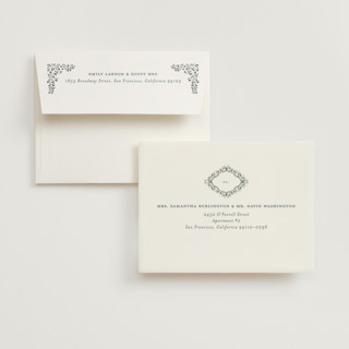 This is a something blue wedding thank you cards with foil pressed by Gwen Bedat called floral romance printing on strathmore in standard