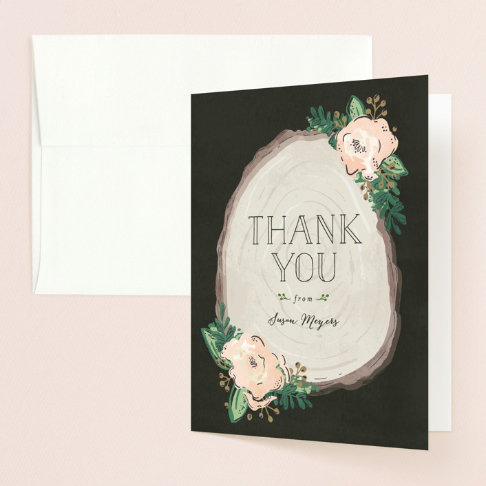 rustic wooded romance bridal shower thank you cards by melissa egan of pistols minted rustic wooded romance bridal