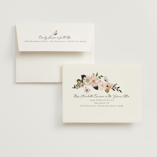 This is a blush bridal shower thank you cards with standard by Susan Moyal called blossoms & butterflies printing on strathmore in standard