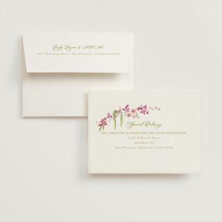This is a chartreuse bridal shower thank you cards with standard by Tamara Hilje called cascading florals branch printing on strathmore in standard