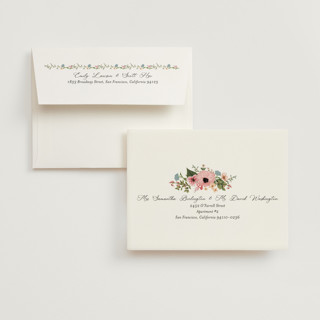 This is a blush bridal shower thank you cards with standard by Susan Moyal called blooming printing on strathmore in standard