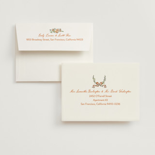 This is a hibiscus bridal shower thank you cards with standard by Creo Study called blooms printing on strathmore in standard