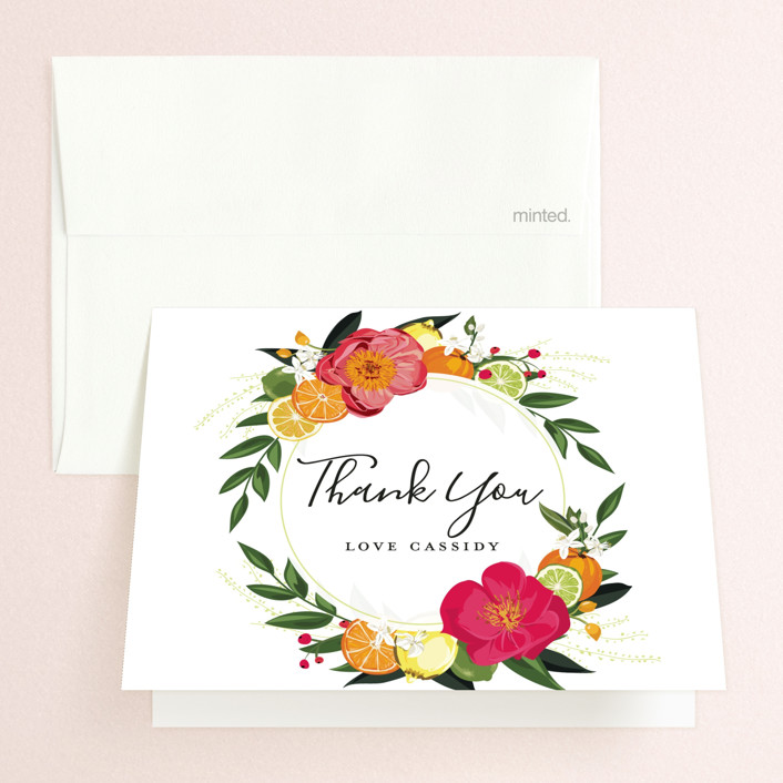 citrus brunch bridal shower thank you cards by susan moyal minted citrus brunch bridal shower