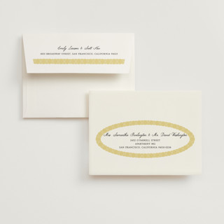 This is a butter bridal shower thank you cards with standard by Studio Suku called lace printing on strathmore in standard