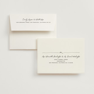 This is a sand bridal shower thank you cards with standard by Creo Study called vintage par-tea printing on strathmore in standard