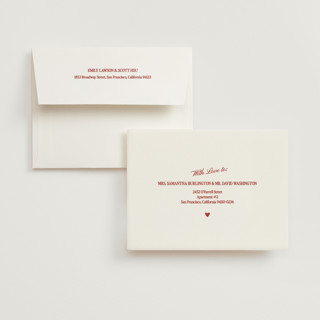 This is a ruby bridal shower thank you cards with standard by Helena Vitto called club amore printing on strathmore in standard