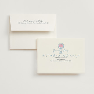 This is a porcelain bridal shower thank you cards with standard by Elly called wine & dine printing on strathmore in standard