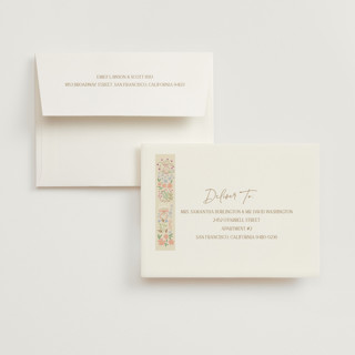 This is a cream bridal shower thank you cards with standard by Ana Sharpe called cottage garden printing on strathmore in standard