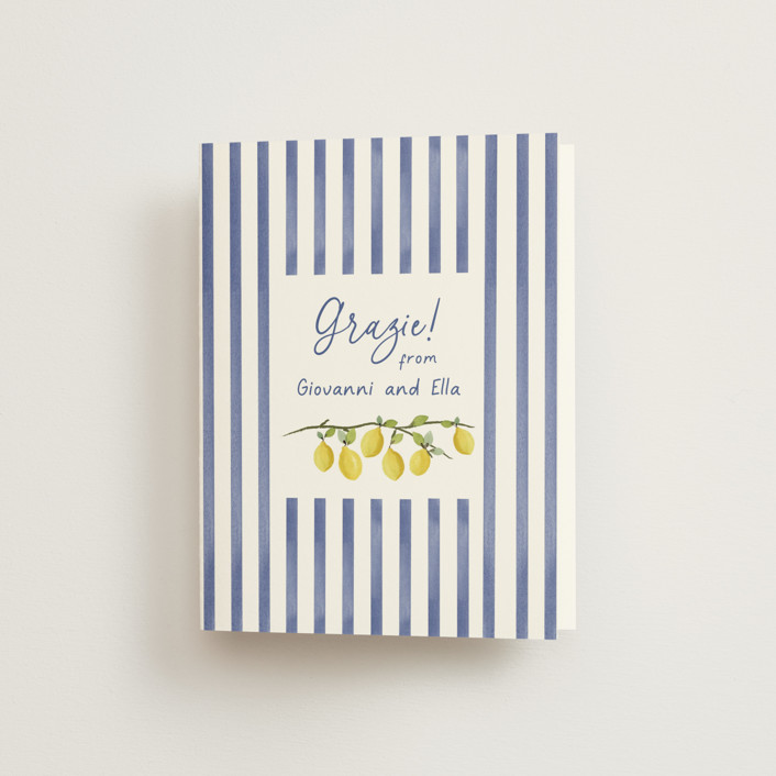 "Limoncello" - Hand Drawn Bridal Shower Thank You Cards in Capri by Tina Faselli.