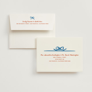 This is a wave bridal shower thank you cards with standard by Creo Study called minimal bow printing on strathmore in standard