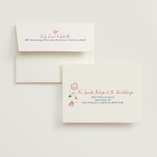 This is a fruitcake bridal shower thank you cards with standard by Sarah Rosenthal called heights of love printing on strathmore in standard