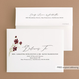 This is a wine bridal shower thank you cards with standard by Kate Ahn called briar printing on strathmore in standard
