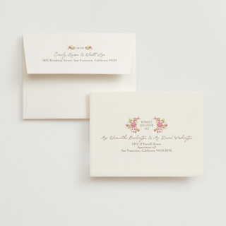 This is a cream bridal shower thank you cards with standard by Paola Benenati called in the garden printing on strathmore in standard