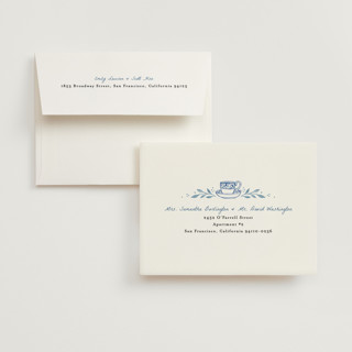 This is a periwinkle bridal shower thank you cards with standard by Alethea and Ruth called tea cup party printing on strathmore in standard