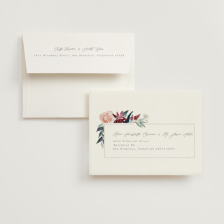 This is a burgundy bridal shower thank you cards with standard by Creo Study called garden stroll printing on strathmore in standard